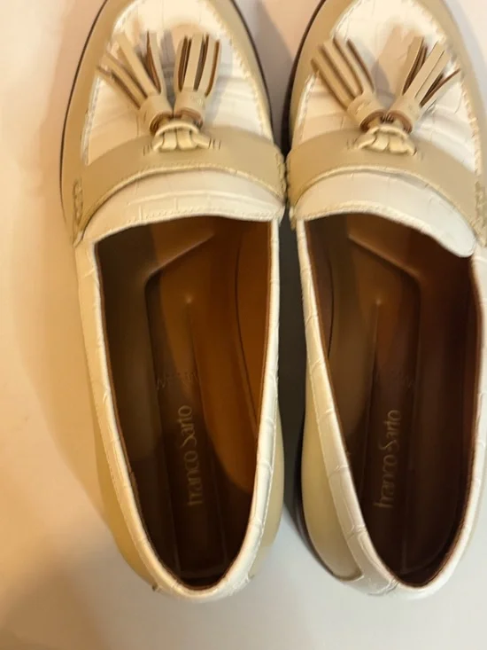Franco Sarto Cream and White Tassel Loafers - Picture 2 of 9